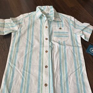 Caribbean Joe Boy’s Aqua and White Striped Shirt